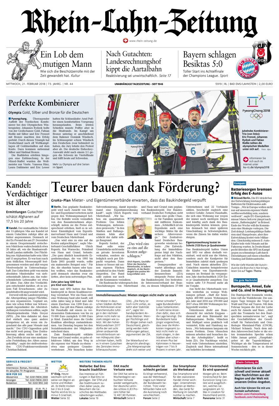 Rhein-Lahn-Zeitung vom Mittwoch, 21.02.2018