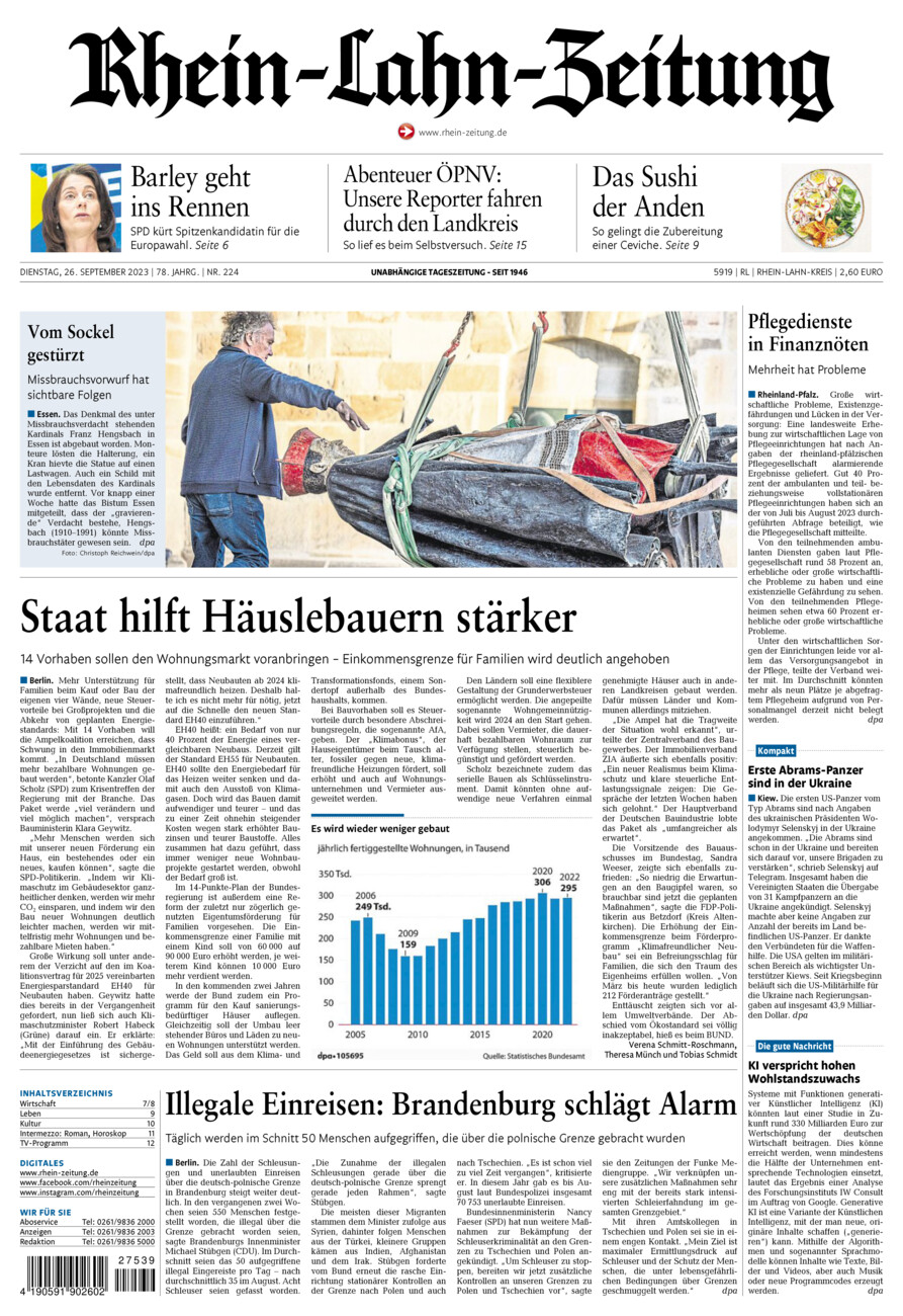 Rhein-Lahn-Zeitung vom Dienstag, 26.09.2023