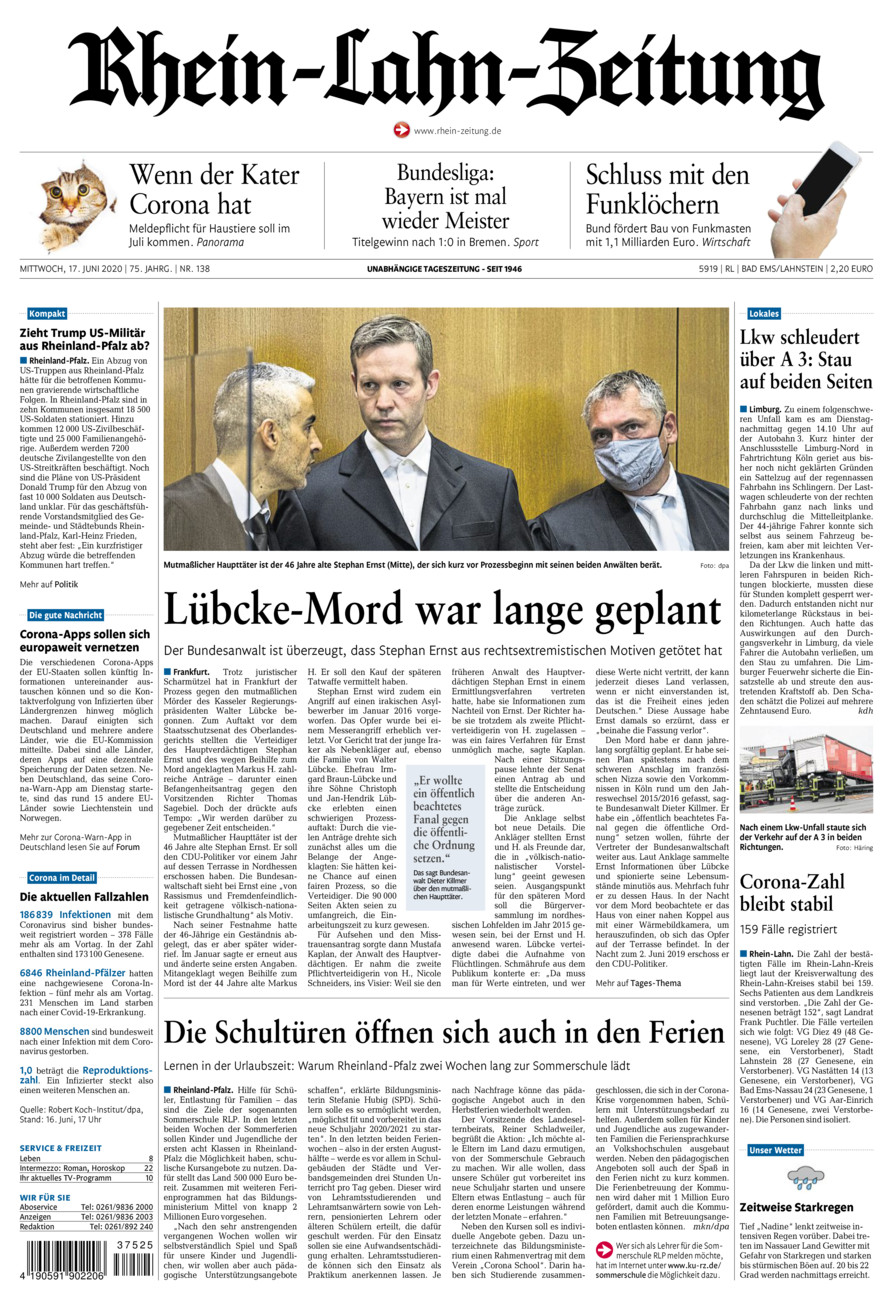 Rhein-Lahn-Zeitung vom Mittwoch, 17.06.2020
