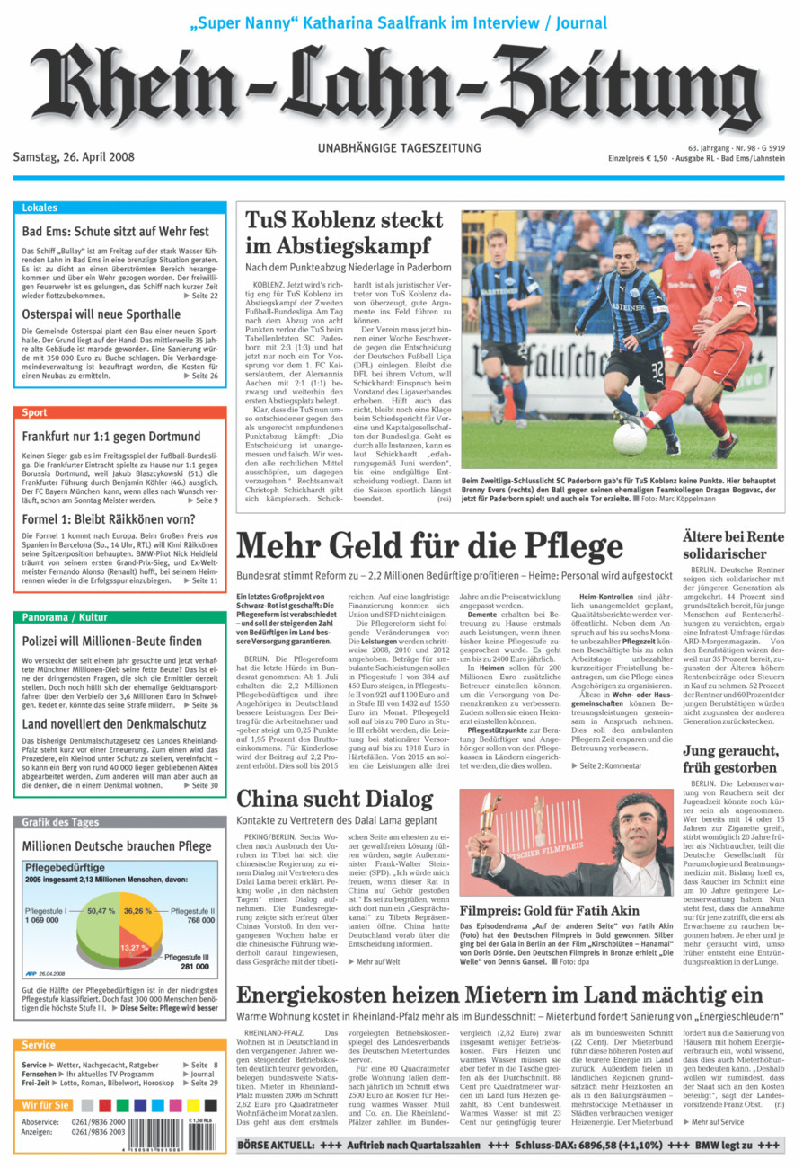 Rhein-Lahn-Zeitung vom Samstag, 26.04.2008
