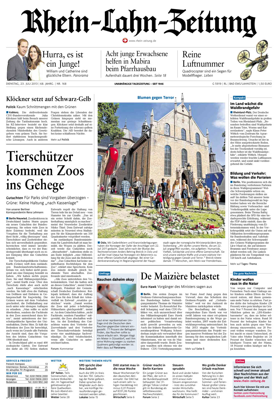Rhein-Lahn-Zeitung vom Dienstag, 23.07.2013
