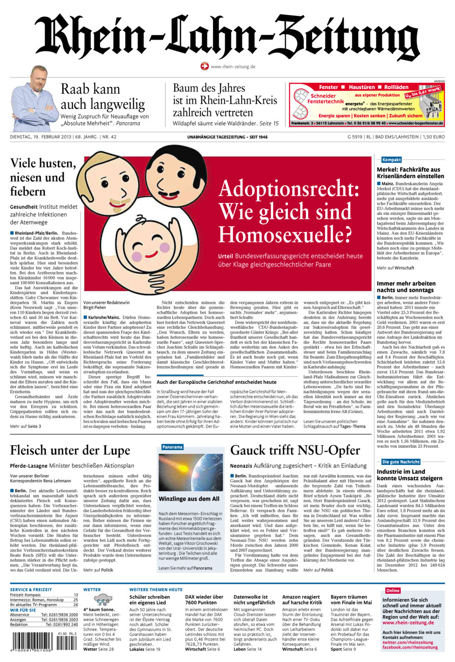 Rhein-Lahn-Zeitung vom Dienstag, 19.02.2013