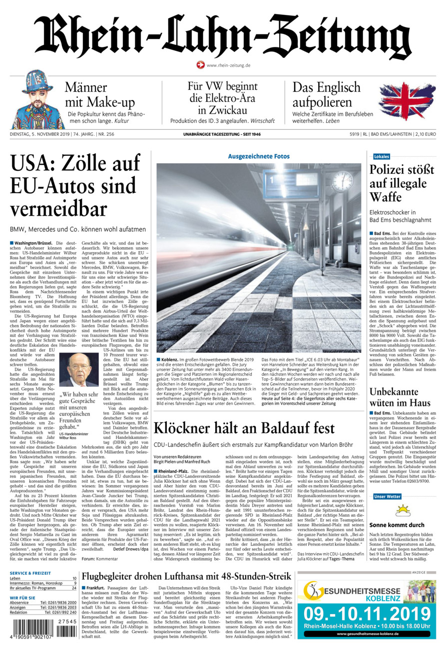 Rhein-Lahn-Zeitung vom Dienstag, 05.11.2019