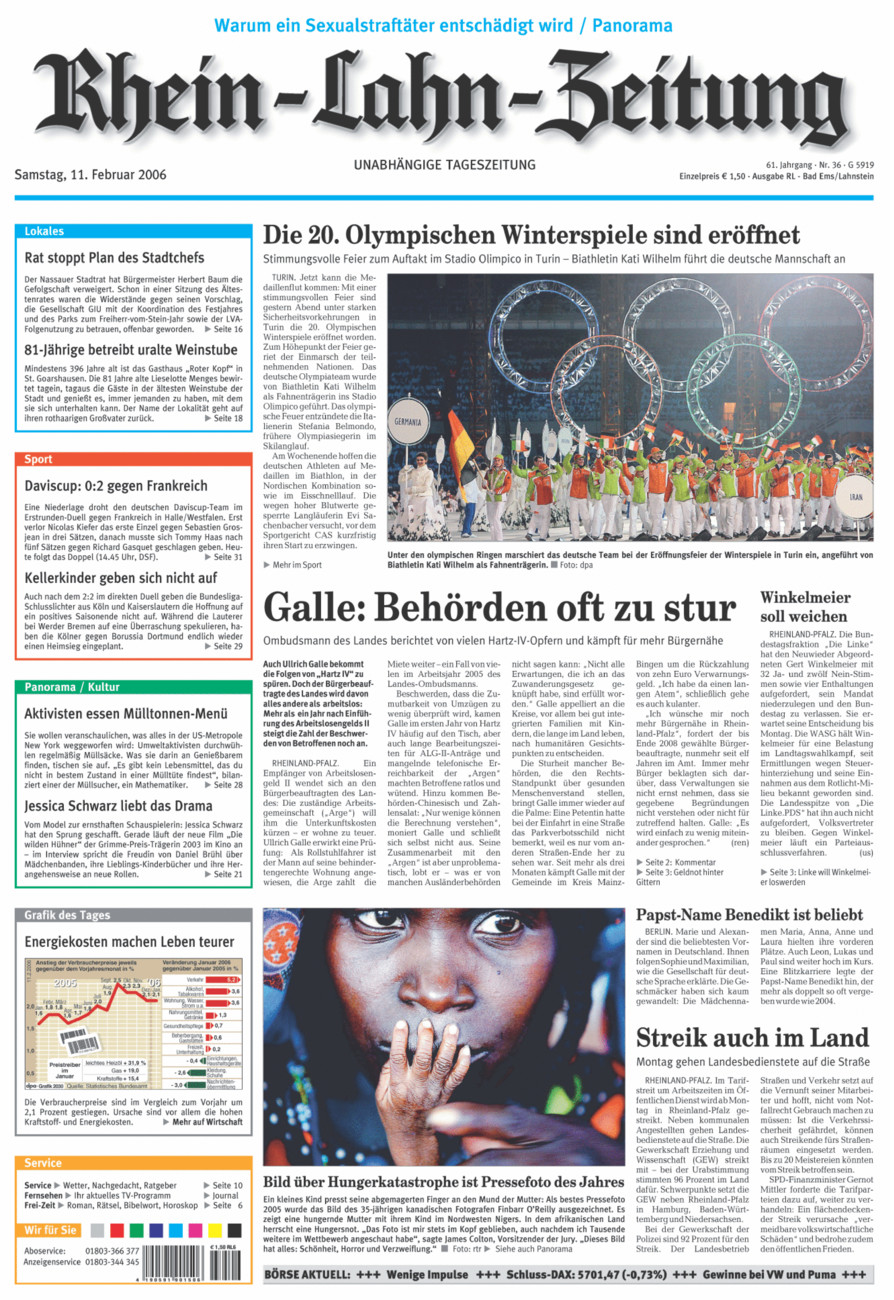 Rhein-Lahn-Zeitung vom Samstag, 11.02.2006