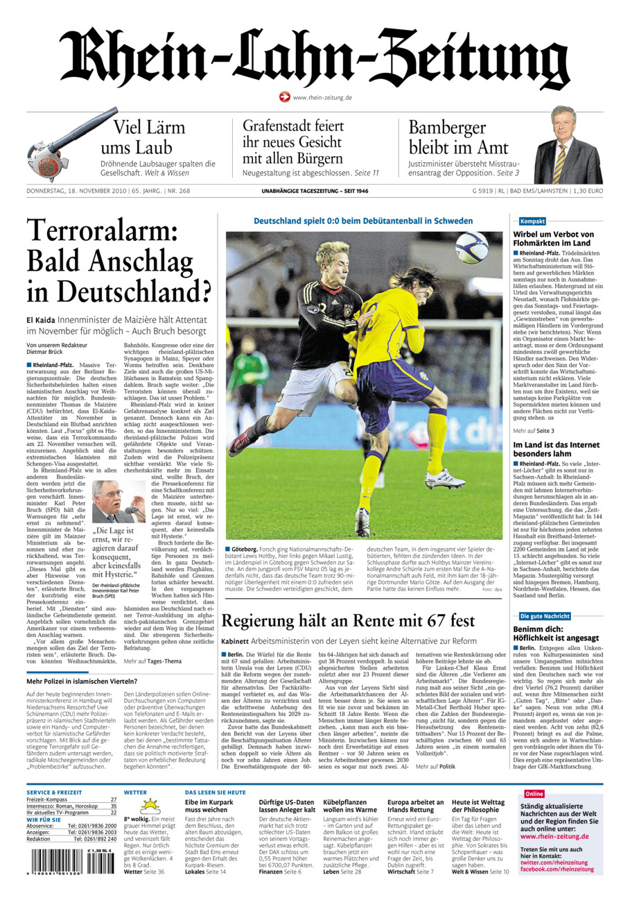Rhein-Lahn-Zeitung vom Donnerstag, 18.11.2010