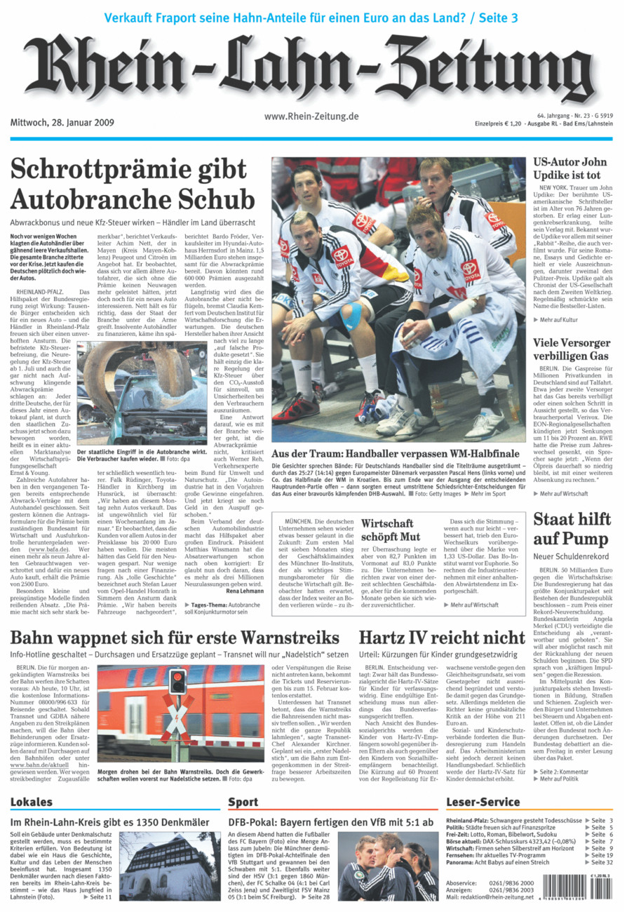 Rhein-Lahn-Zeitung vom Mittwoch, 28.01.2009