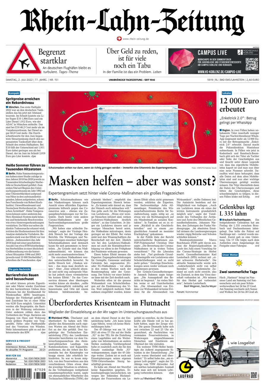 Rhein-Lahn-Zeitung vom Samstag, 02.07.2022