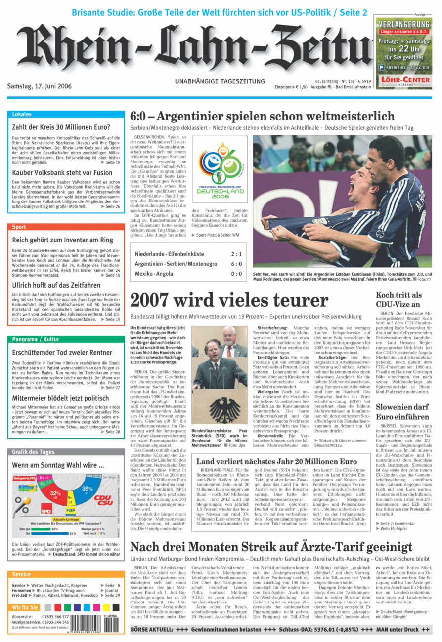 Rhein-Lahn-Zeitung vom Samstag, 17.06.2006