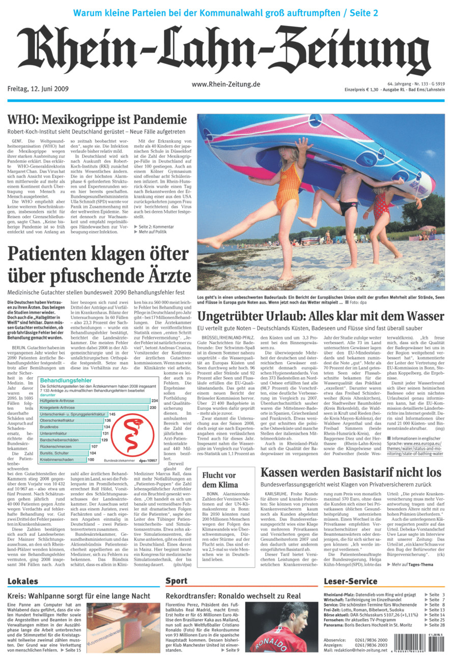 Rhein-Lahn-Zeitung vom Freitag, 12.06.2009