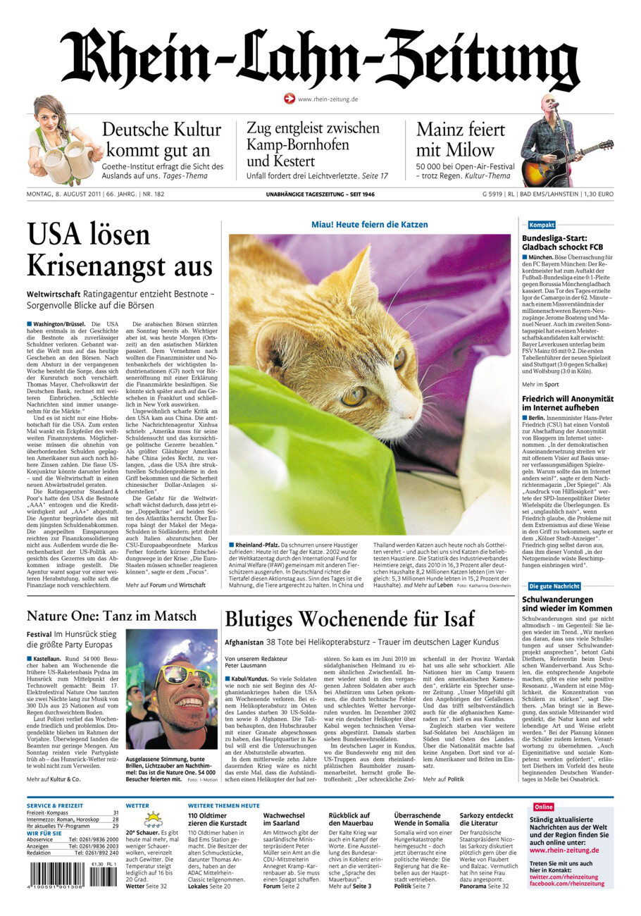 Rhein-Lahn-Zeitung vom Montag, 08.08.2011