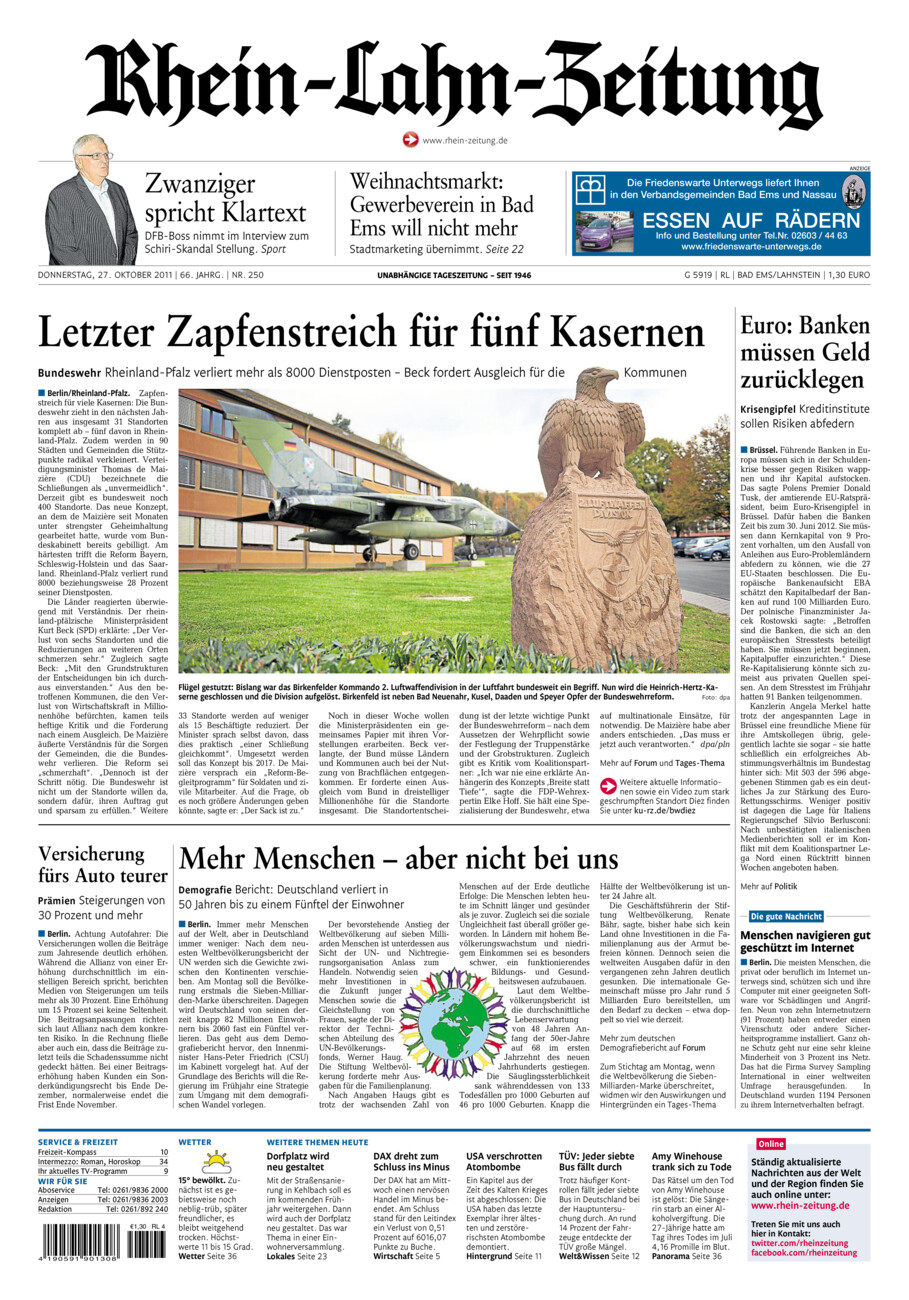 Rhein-Lahn-Zeitung vom Donnerstag, 27.10.2011