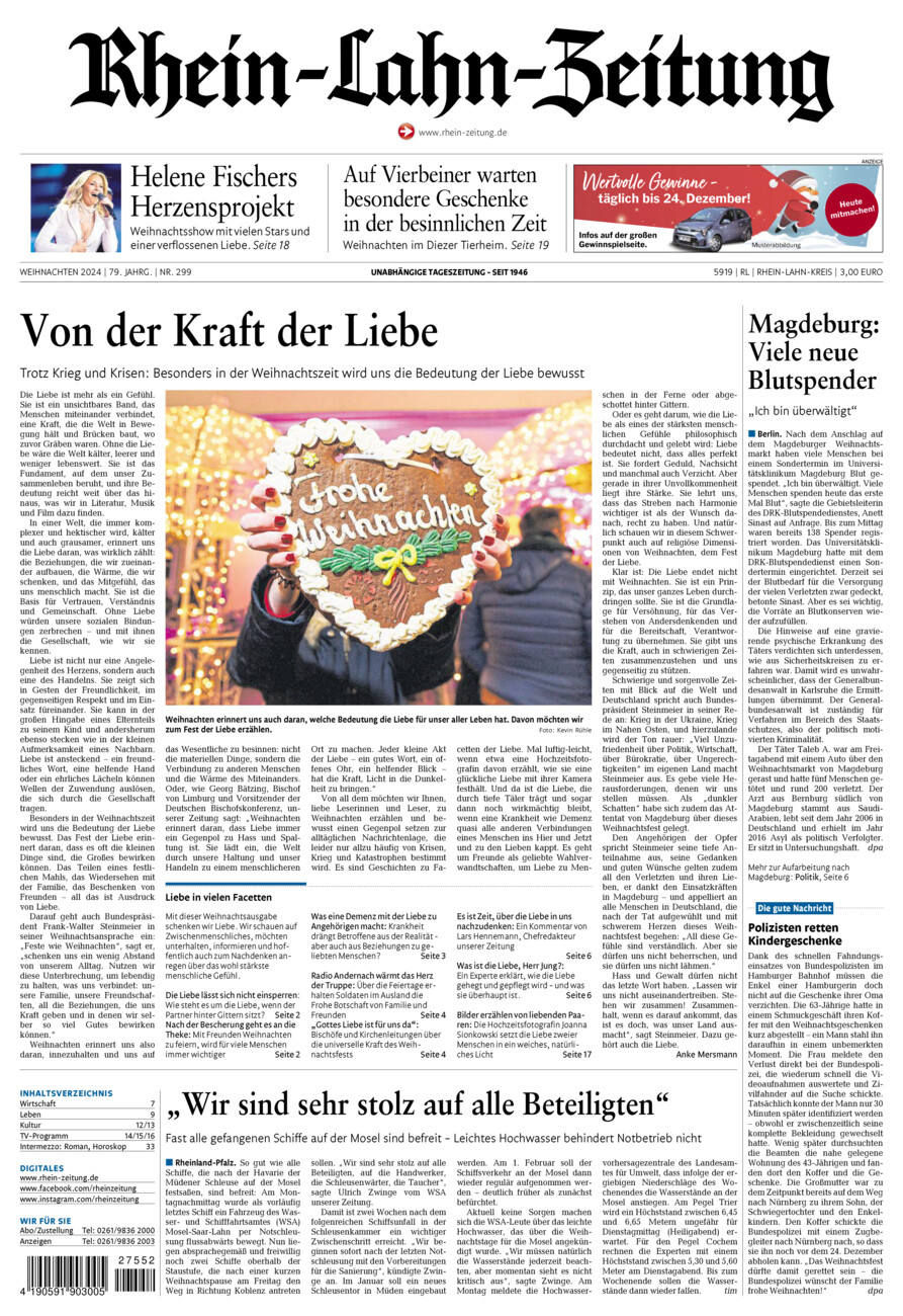 Rhein-Lahn-Zeitung vom Dienstag, 24.12.2024