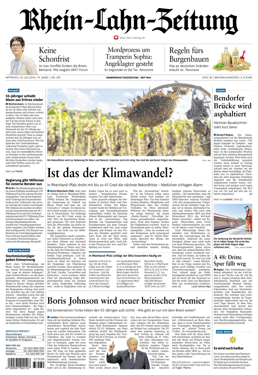 Rhein-Lahn-Zeitung vom Mittwoch, 24.07.2019