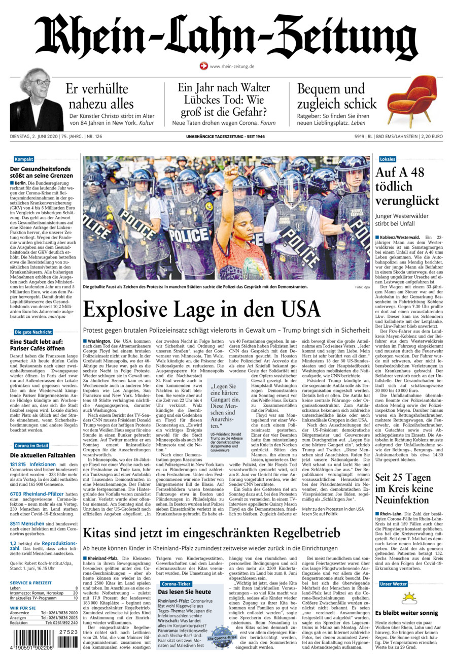Rhein-Lahn-Zeitung vom Dienstag, 02.06.2020