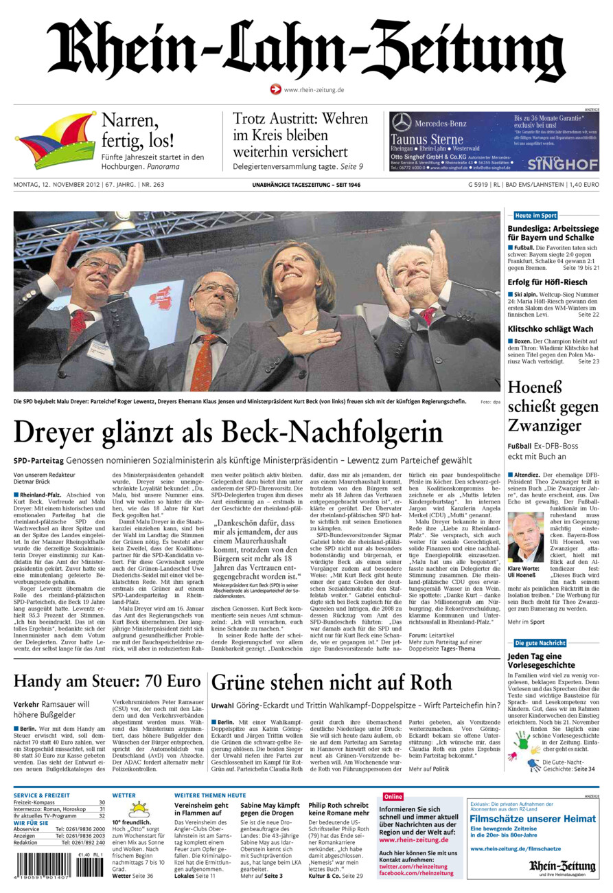 Rhein-Lahn-Zeitung vom Montag, 12.11.2012