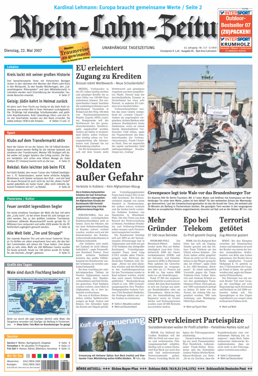 Rhein-Lahn-Zeitung vom Dienstag, 22.05.2007