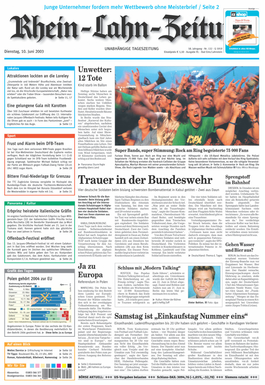 Rhein-Lahn-Zeitung vom Dienstag, 10.06.2003