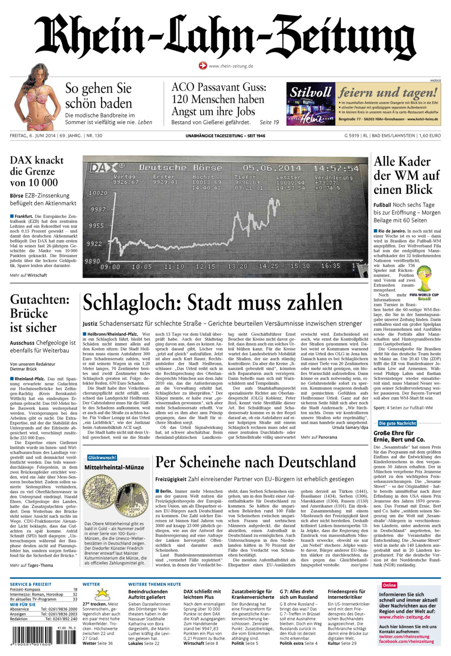 Rhein-Lahn-Zeitung vom Freitag, 06.06.2014