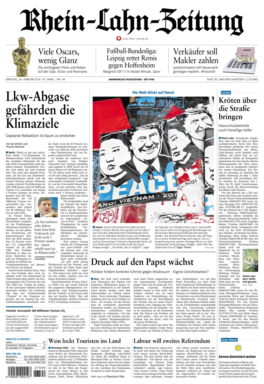 Rhein-Lahn-Zeitung vom Dienstag, 26.02.2019