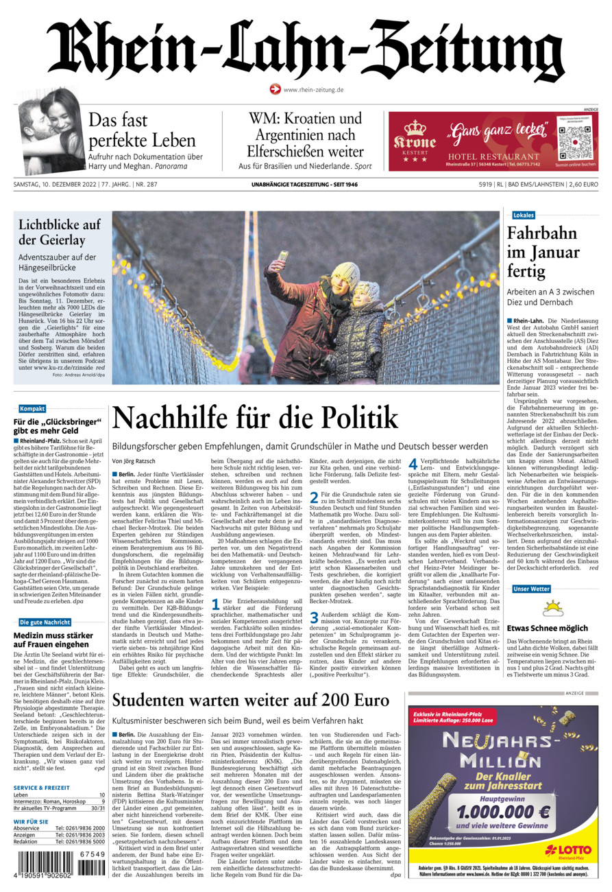 Rhein-Lahn-Zeitung vom Samstag, 10.12.2022