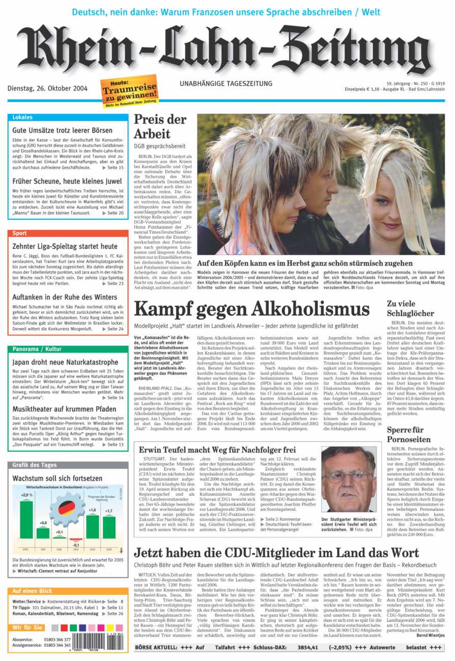 Rhein-Lahn-Zeitung vom Dienstag, 26.10.2004