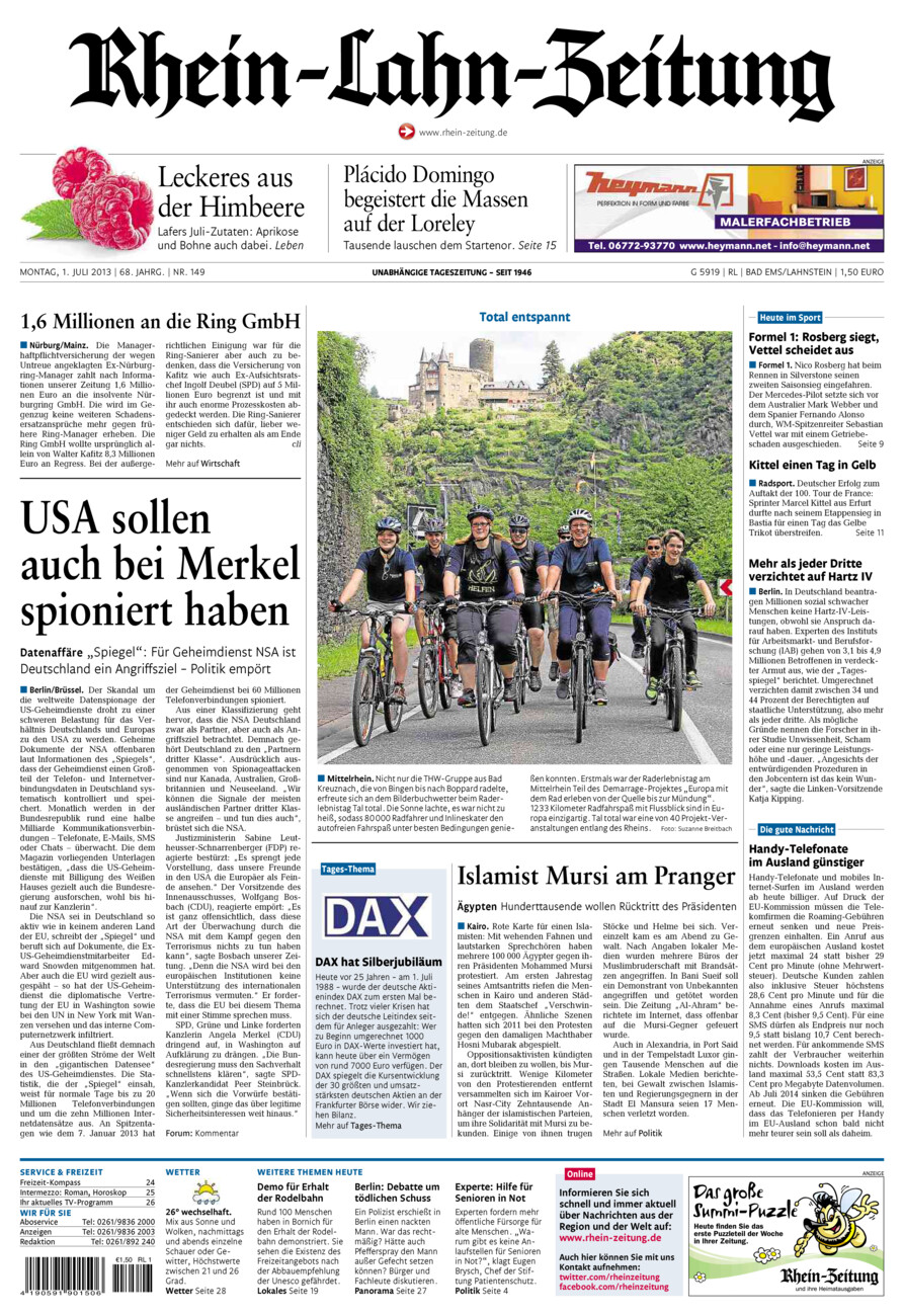 Rhein-Lahn-Zeitung vom Montag, 01.07.2013