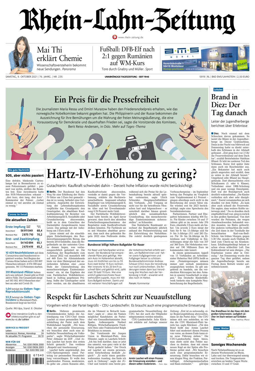 Rhein-Lahn-Zeitung vom Samstag, 09.10.2021