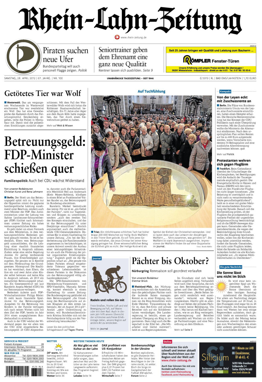 Rhein-Lahn-Zeitung vom Samstag, 28.04.2012