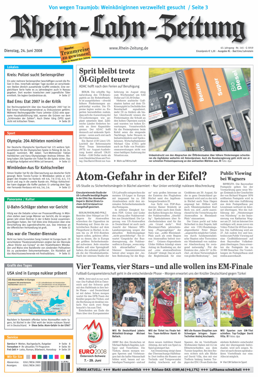 Rhein-Lahn-Zeitung vom Dienstag, 24.06.2008