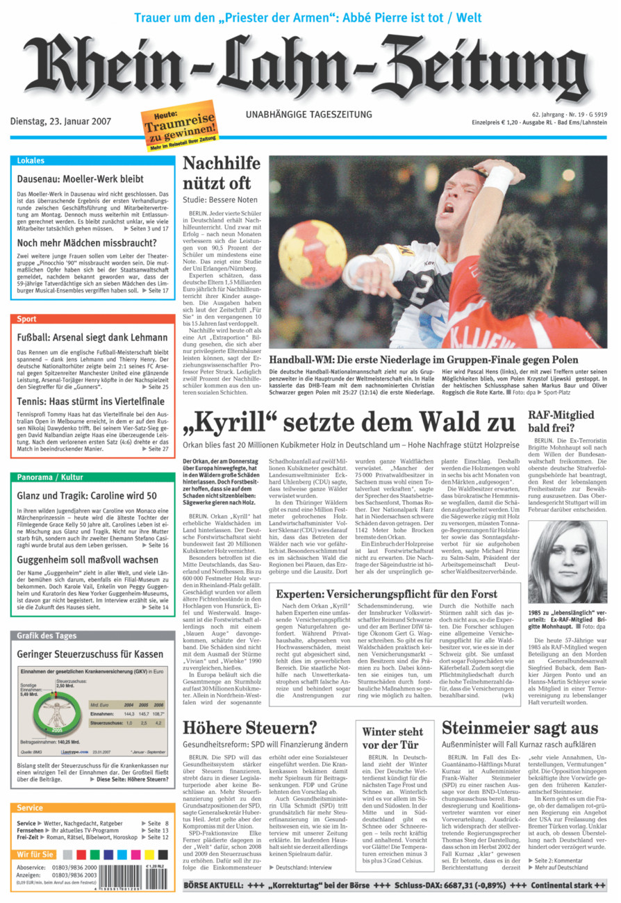 Rhein-Lahn-Zeitung vom Dienstag, 23.01.2007