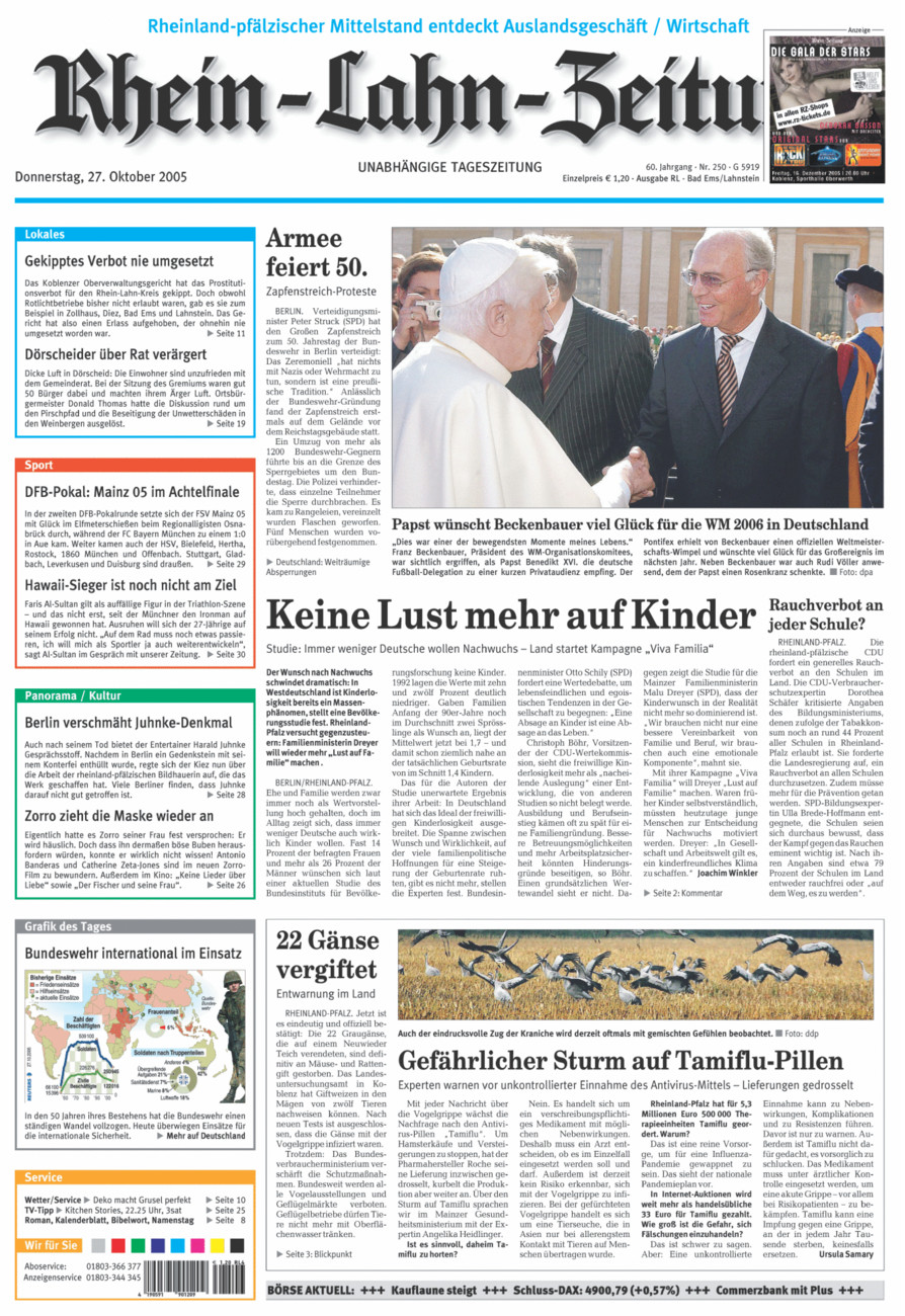 Rhein-Lahn-Zeitung vom Donnerstag, 27.10.2005