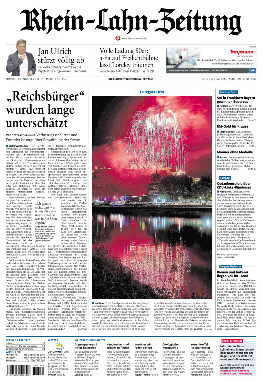 Rhein-Lahn-Zeitung vom Montag, 13.08.2018