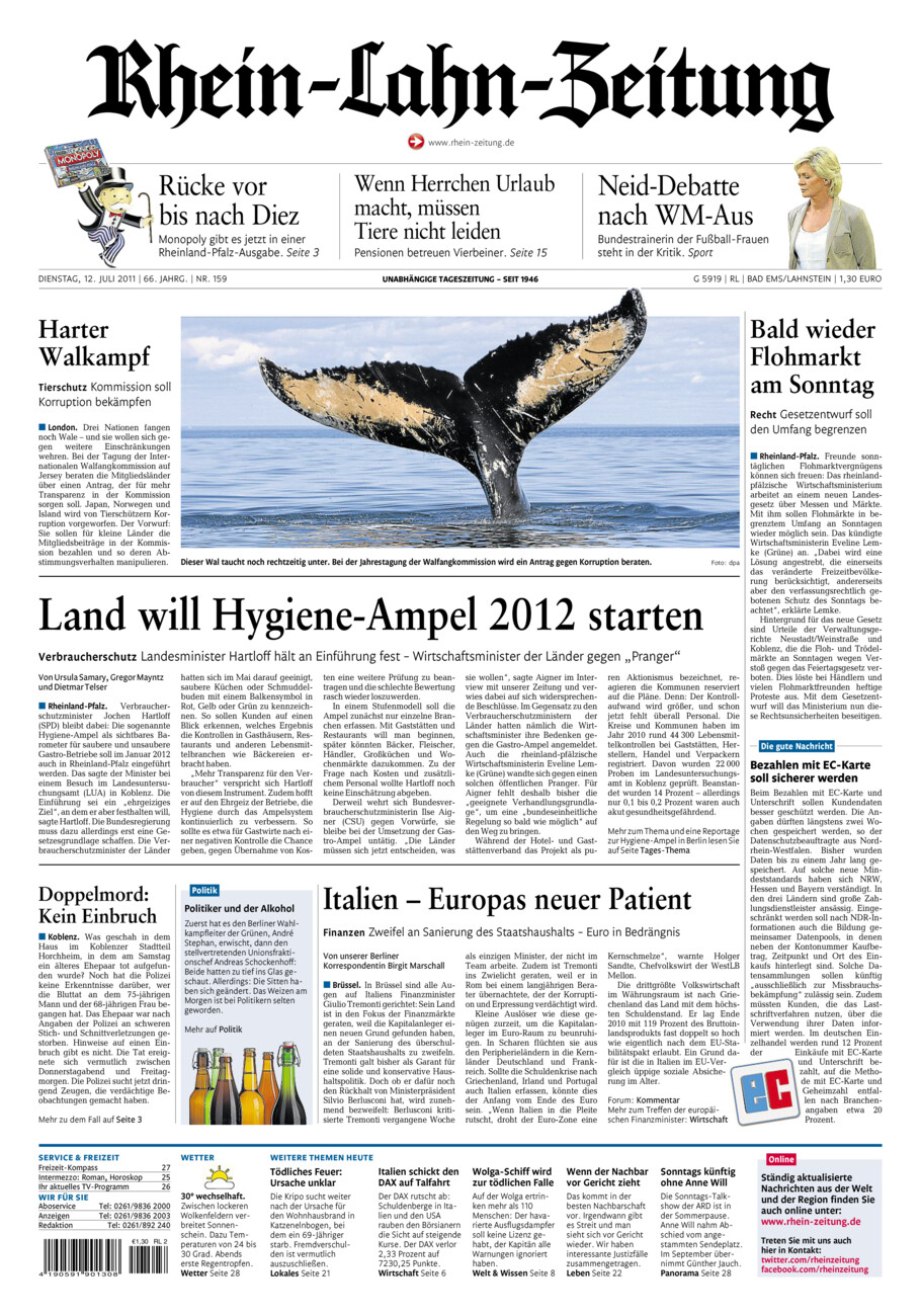 Rhein-Lahn-Zeitung vom Dienstag, 12.07.2011