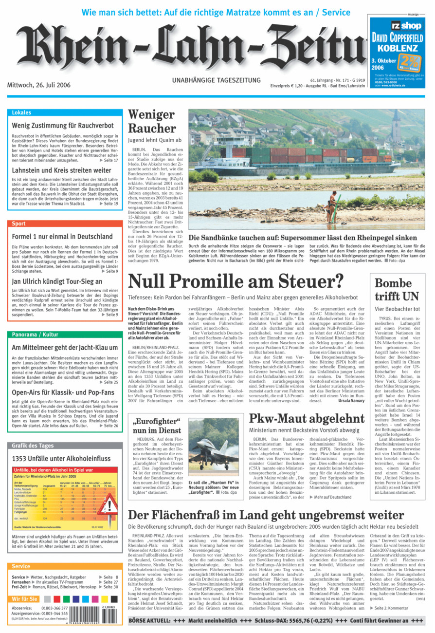 Rhein-Lahn-Zeitung vom Mittwoch, 26.07.2006