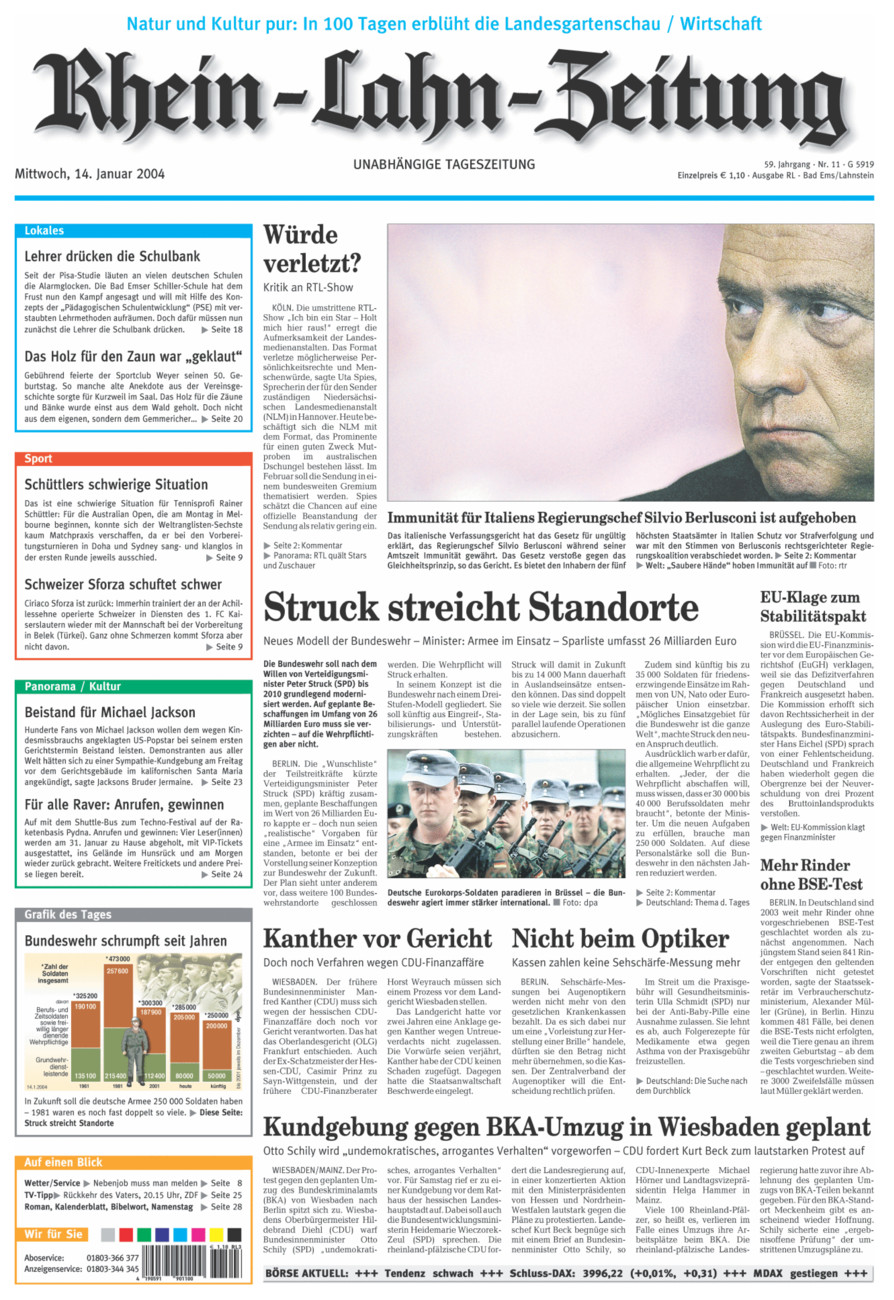 Rhein-Lahn-Zeitung vom Mittwoch, 14.01.2004