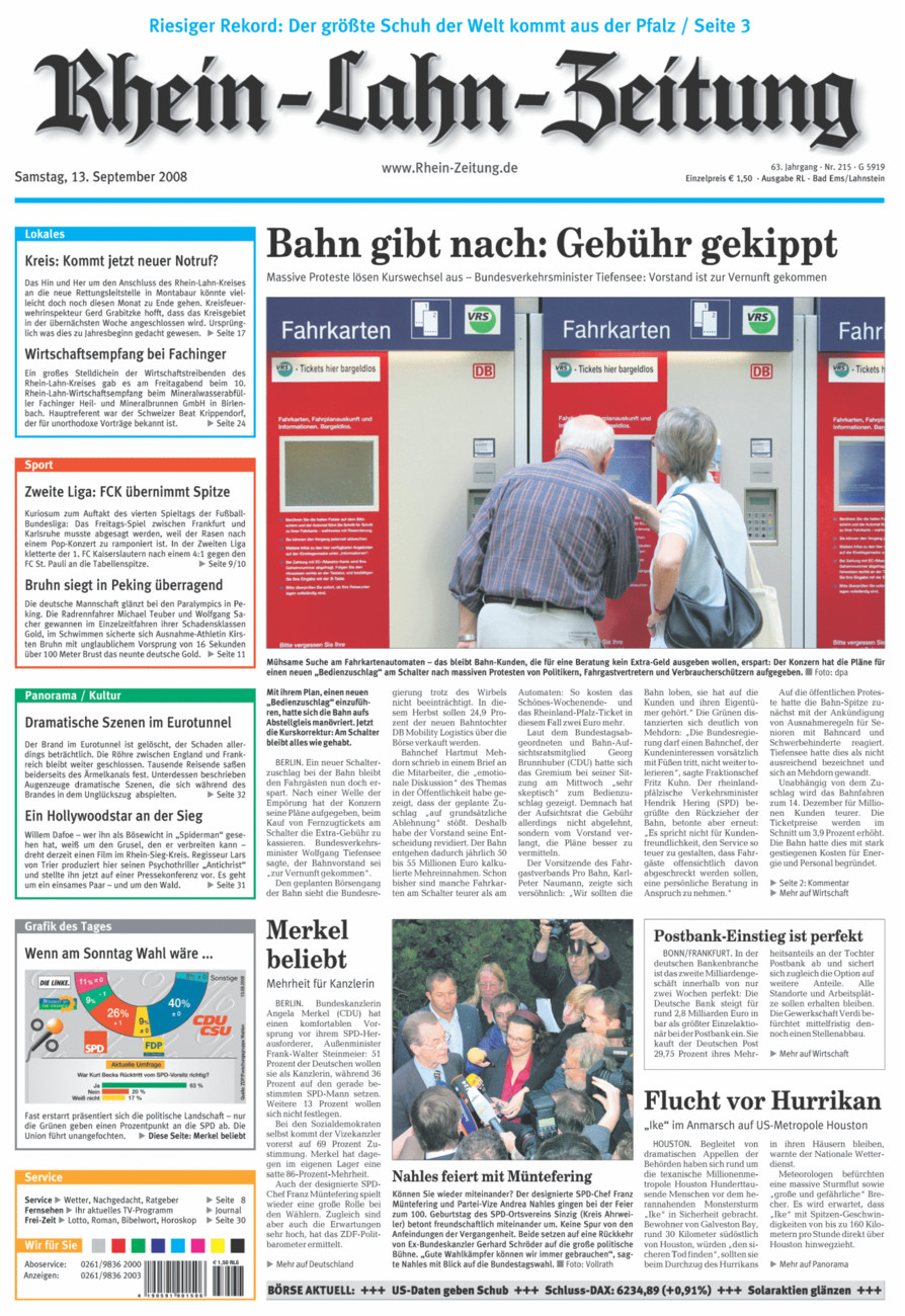 Rhein-Lahn-Zeitung vom Samstag, 13.09.2008