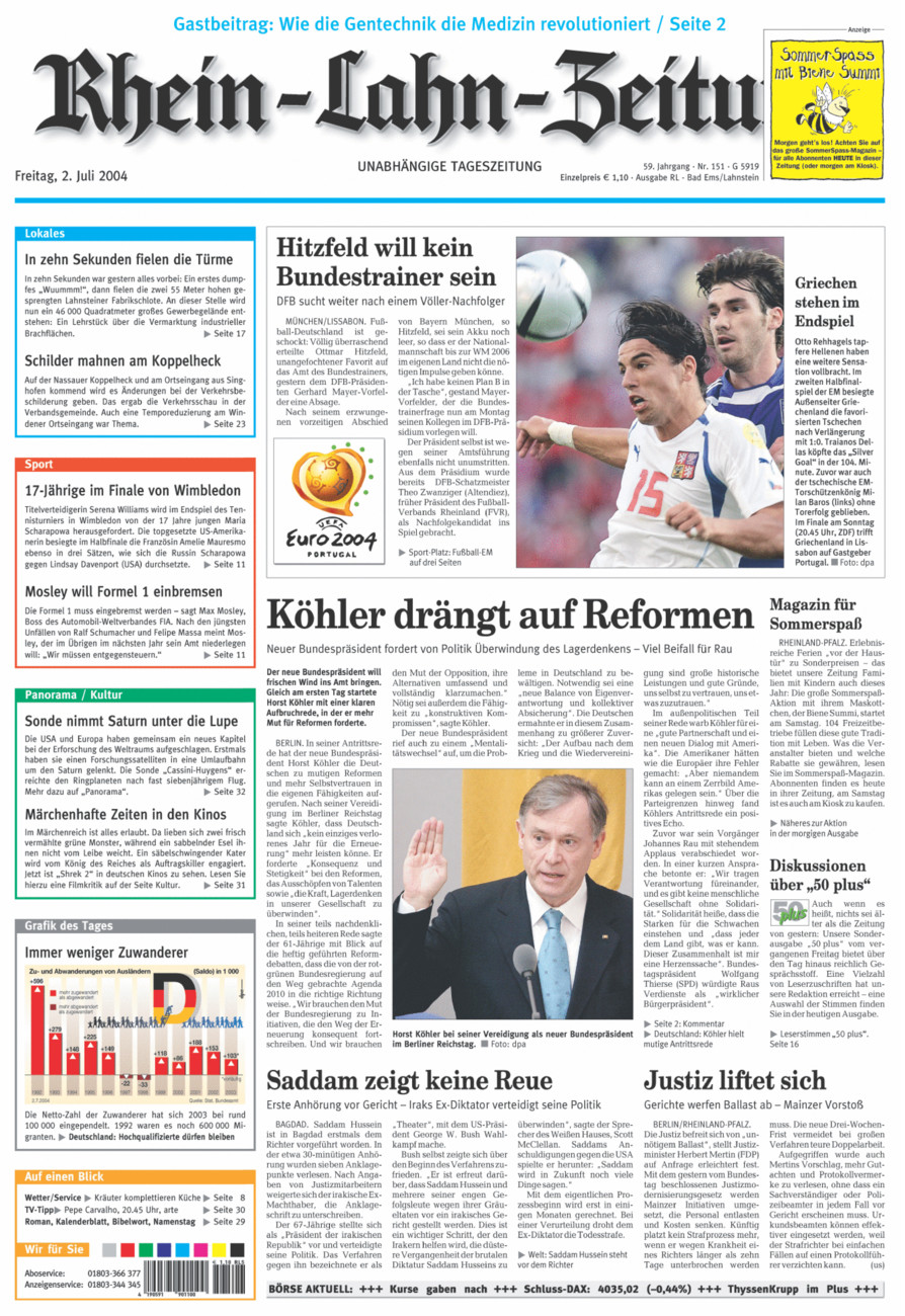 Rhein-Lahn-Zeitung vom Freitag, 02.07.2004