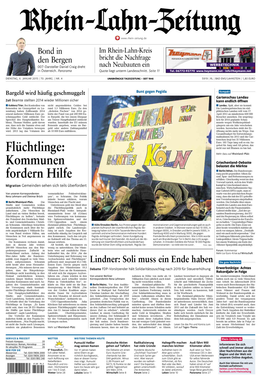 Rhein-Lahn-Zeitung vom Dienstag, 06.01.2015