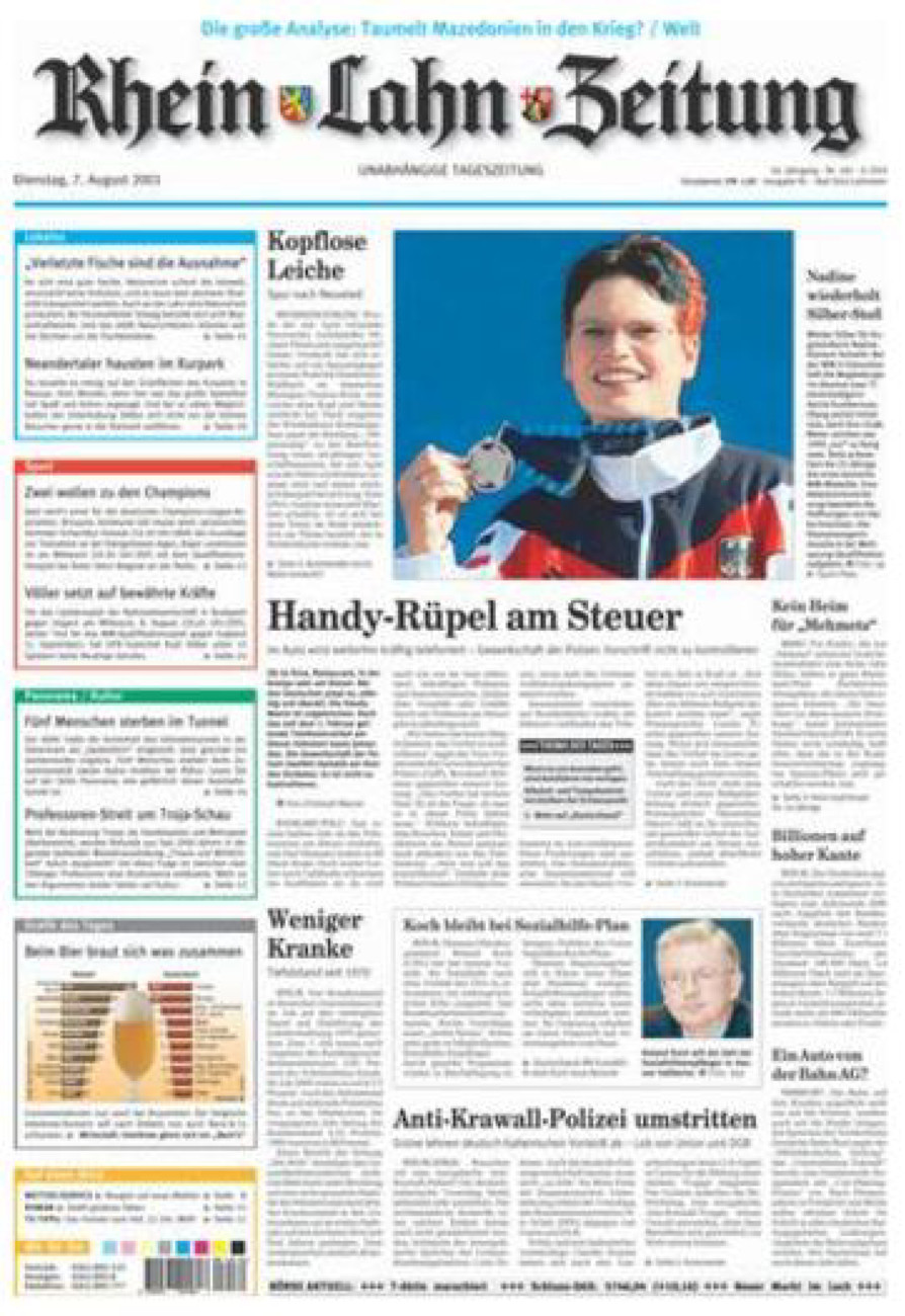 Rhein-Lahn-Zeitung vom Dienstag, 07.08.2001