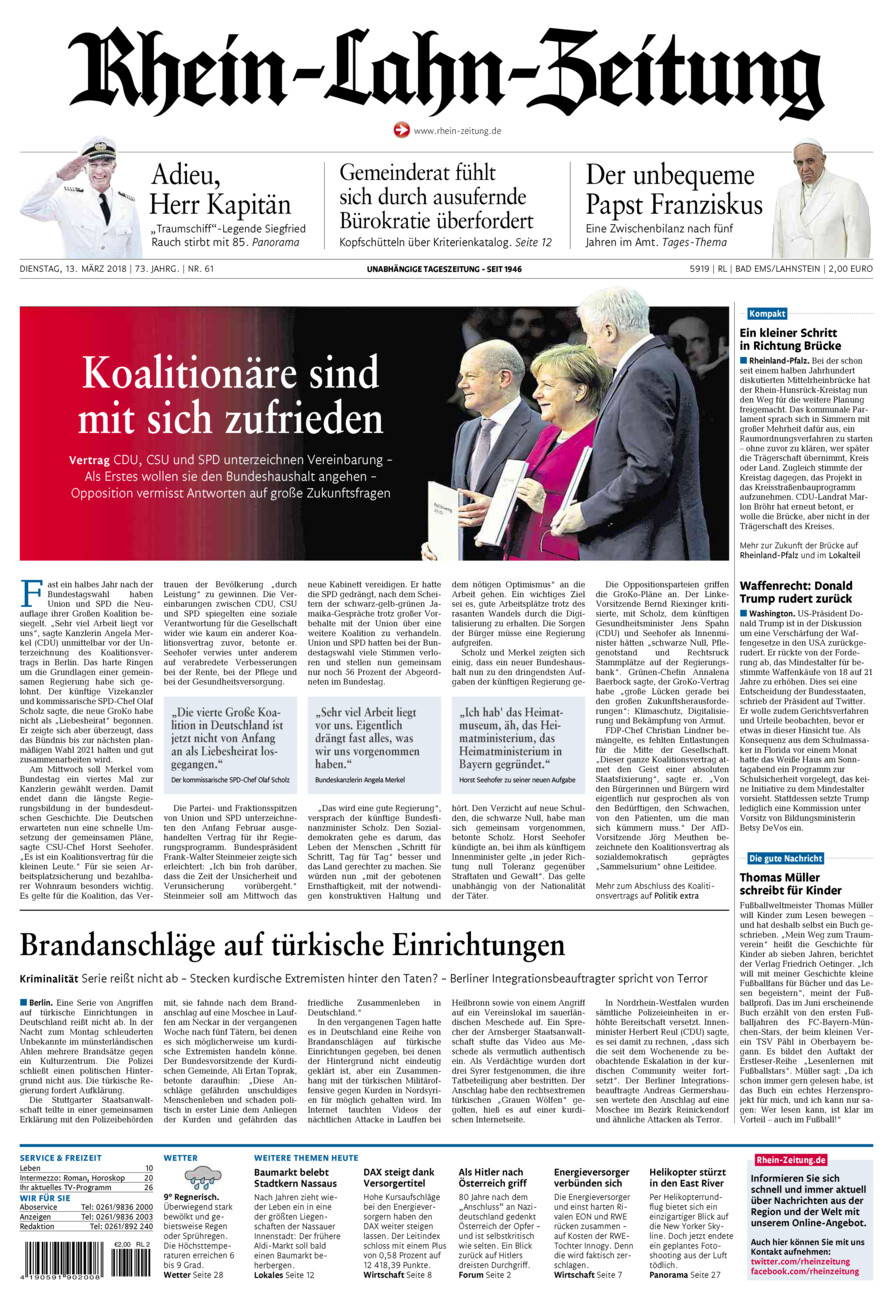 Rhein-Lahn-Zeitung vom Dienstag, 13.03.2018