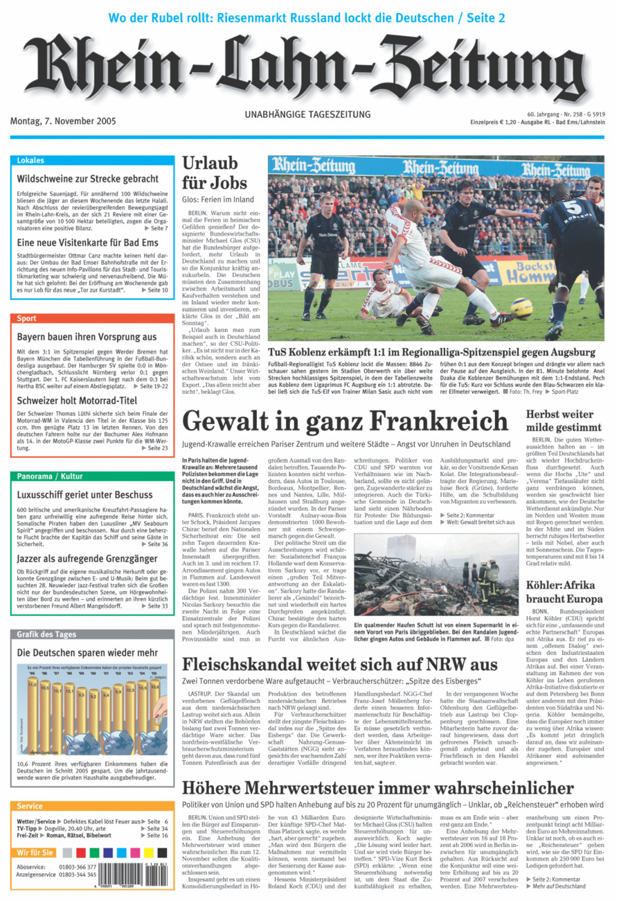 Rhein-Lahn-Zeitung vom Montag, 07.11.2005