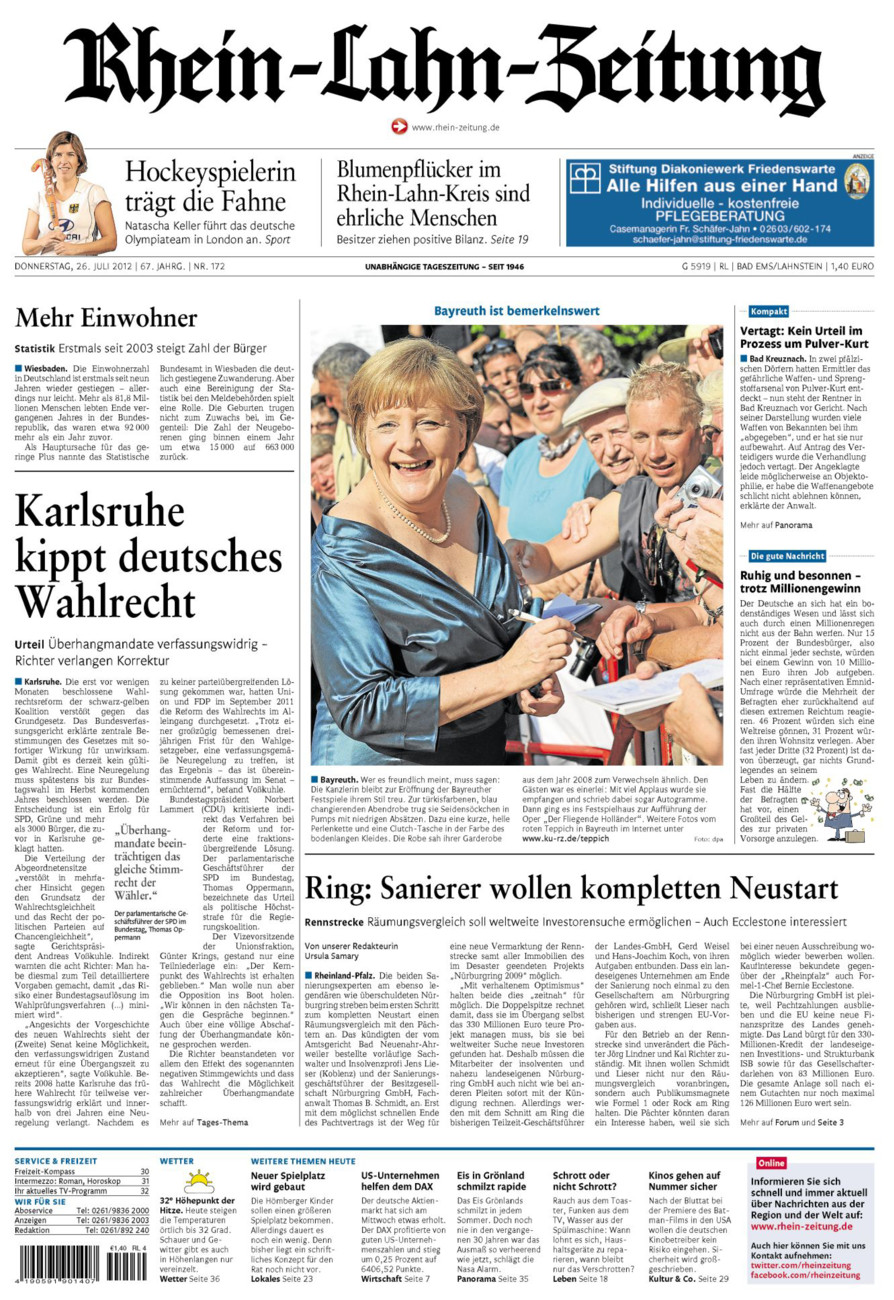 Rhein-Lahn-Zeitung vom Donnerstag, 26.07.2012