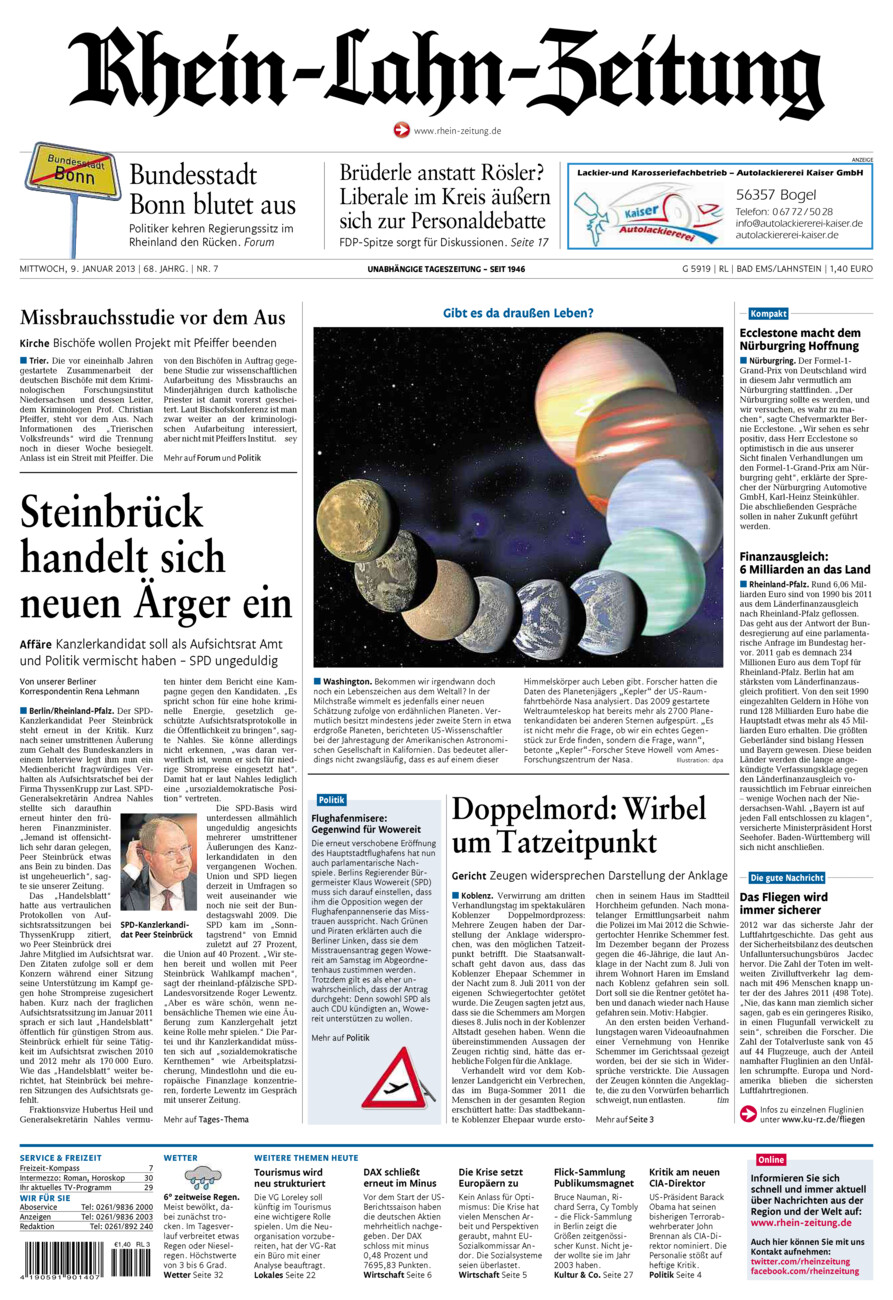 Rhein-Lahn-Zeitung vom Mittwoch, 09.01.2013