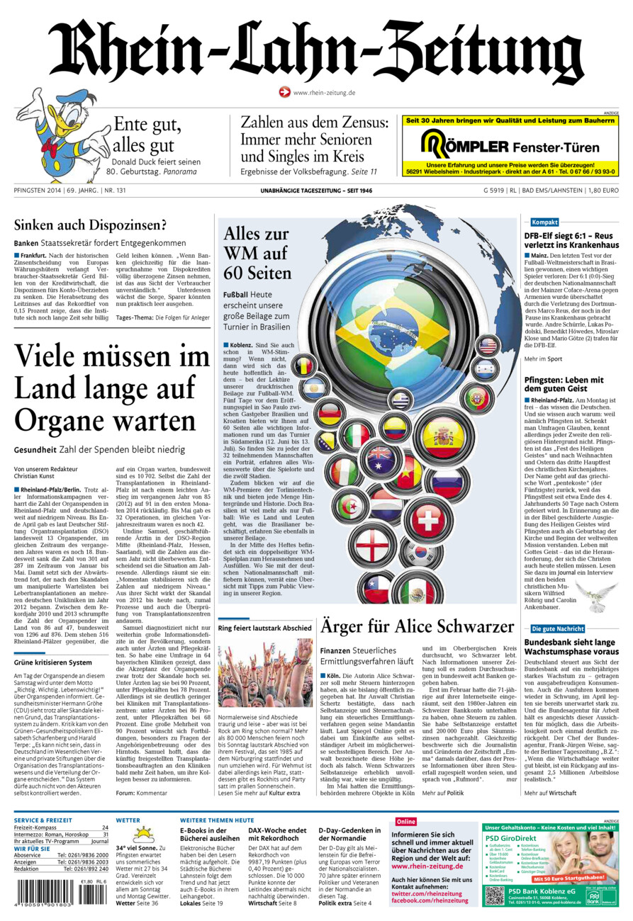Rhein-Lahn-Zeitung vom Samstag, 07.06.2014