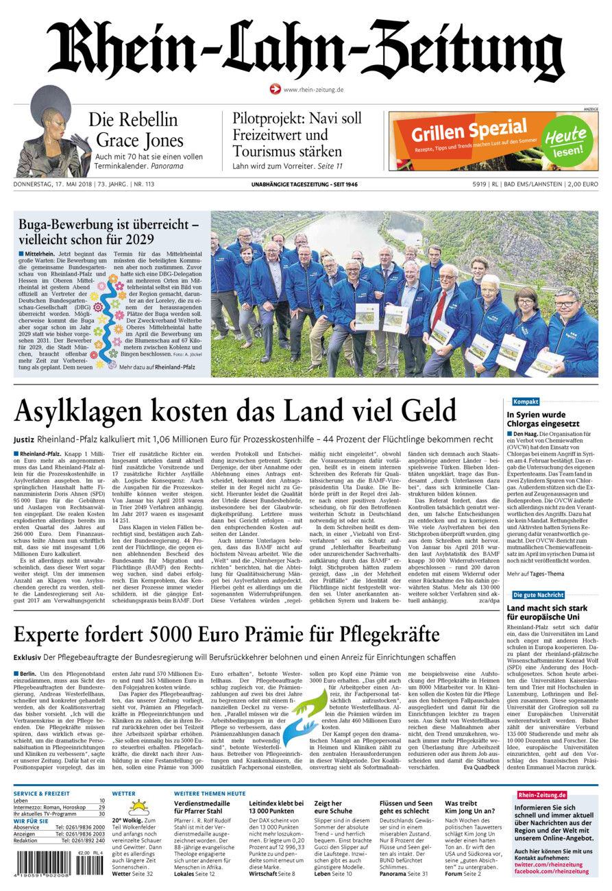Rhein-Lahn-Zeitung vom Donnerstag, 17.05.2018