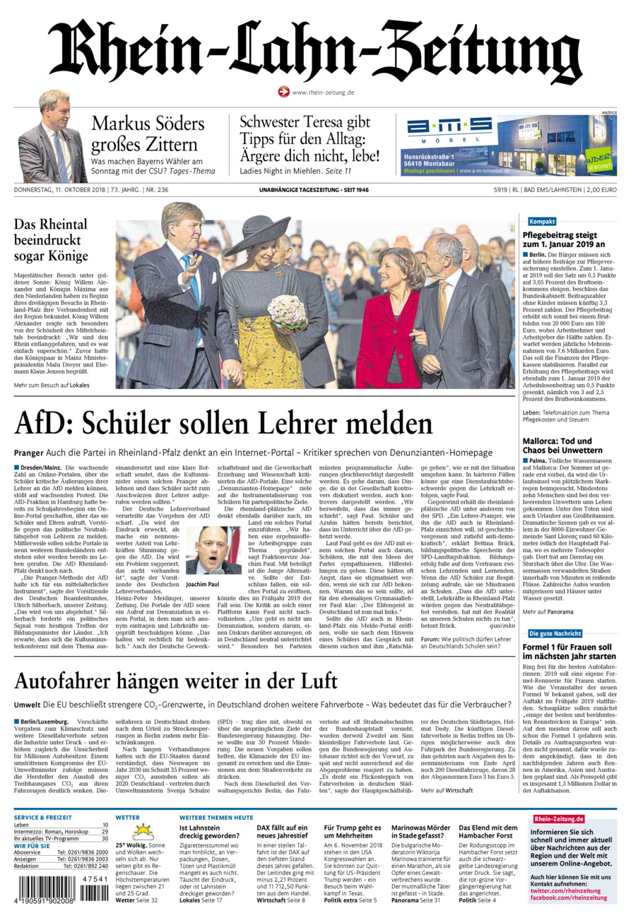 Rhein-Lahn-Zeitung vom Donnerstag, 11.10.2018