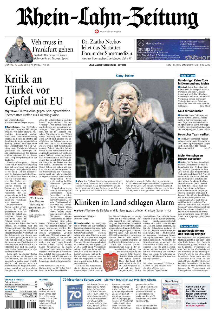 Rhein-Lahn-Zeitung vom Montag, 07.03.2016