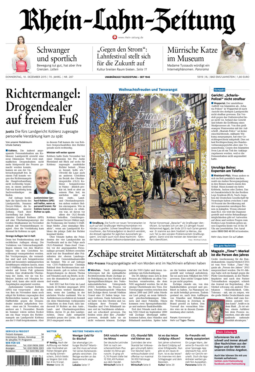 Rhein-Lahn-Zeitung vom Donnerstag, 10.12.2015