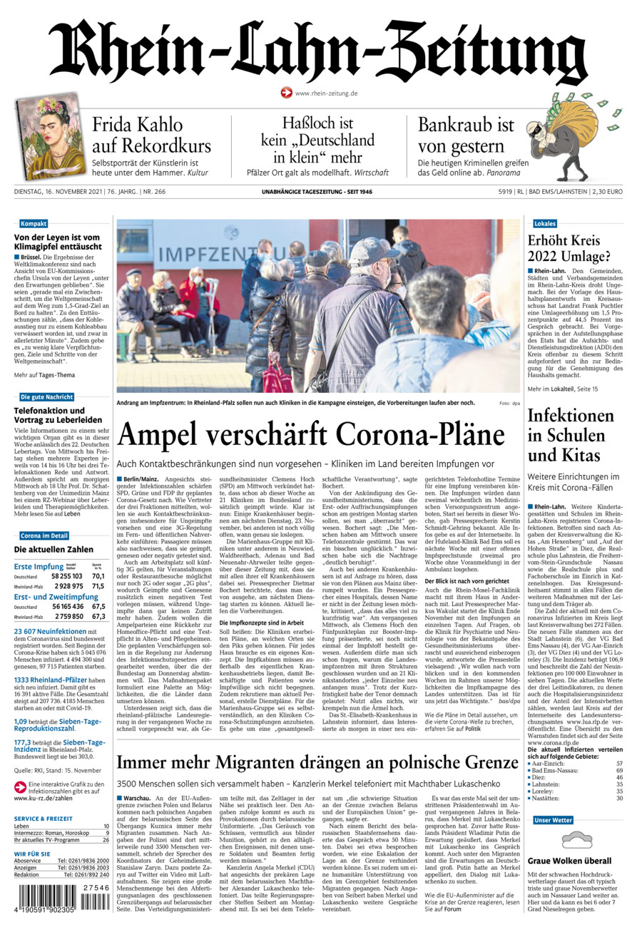 Rhein-Lahn-Zeitung vom Dienstag, 16.11.2021