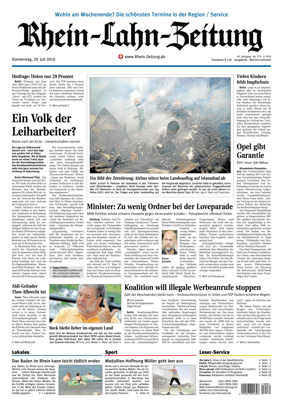 Rhein-Lahn-Zeitung vom Donnerstag, 29.07.2010